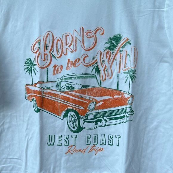 NWT Polagram Ivory ‘Born‎ To Be Wild’ Graphic Tee Medium - Picture 4 of 5